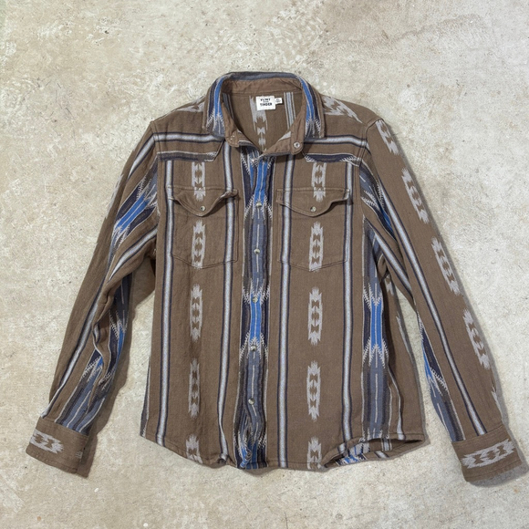 Flint and Tinder Long Sleeve Saddle Blanket Shirt Men's XL Brown Blue Southwest - Picture 5 of 12